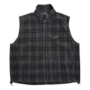 WOOLRICH Plaid FLEECE Green Outdoor Winter Fall Designer Vest Mens XL